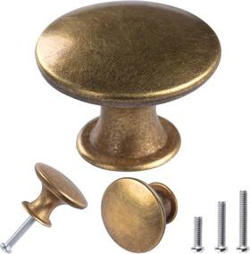 Yoipe 445027240207 8 Pack Delicate Design Round Antique Brass Kitchen Cabinet Knobs Cupboard Door K