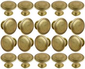 Yoipe 741754660330 Pack Of 20 Flat Round Shape Drawer Pulls Red Antique Brass Furniture Cupboard