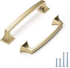 2603 Yonfiafit 10 Pack Brushed Brass 5 Inch 128mm Hole Centers Kitchen Cabinet Pulls Cabinets