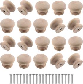 Gfan0432 Yonwuf Zorfeter 20 Pcs Wood Unfinished Drawer Knobs Mushroom Shape Furniture Cabinet Kn