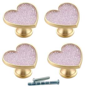 Youyouulu 218787625567 4pcs Shining-purple-crystal-diamonds-drawer-knobs Golden-brass-hea