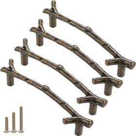 Yusheng 313114118173 4pcs Branch Pulls Vintage Tree Twig Cabinet Knobs Pull Handle 3.8 Inch Cc Zin