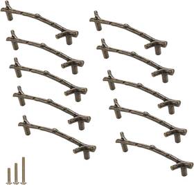 Yusheng 744110196788 10pcs Branch Knobs Vintage Tree Twig Cabinet Pull Handles Zinc
