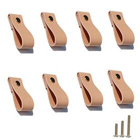 Yusheng 791778445864 Soft Genuine Leather Drawer Pulls 8 Pack 2.6 Inch Single Hole - Yellow