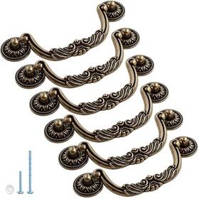 Gtdl-01 Yusheng 6pcs Antique Bronze Drop Bail Pulls Vintage Carved Large 5 Inch Hole Centers