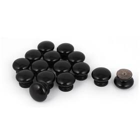 Zaplyte 602451942832 Cabinet Drawer Wooden Round Pull Knob Black 34mm Diameter 15pcs