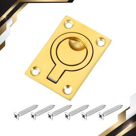 Zaplyte 649603710031 Flush Ring Pull 2.48 Inch X 1.73 Square Recessed Door With Screws Brass