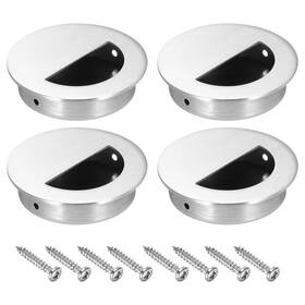 Zaplyte 655692446850 4pcs Recessed Door Handles 2.36 Inch Dia Round Hidden Concealed Pulls Silver