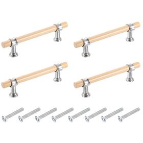 Zaplyte 656417736508 4pcs Adjustable Wood Drawer Pulls T Bar Double Hole Handles With Screws Silver