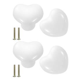 Zaplyte 656417737031 4 Packs Heart-shaped Ceramic Drawer Knobs White Dresser Pulls Handles