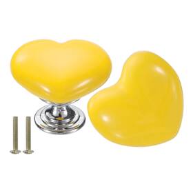 Zaplyte 656417737062 2 Pack Heart-shaped Ceramic Drawer Knobs Yellow/silver Dresser Pulls Handles