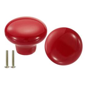 Zaplyte 656417737154 2 Packs Round Ceramic Drawer Knobs Red Dresser Pulls Handles