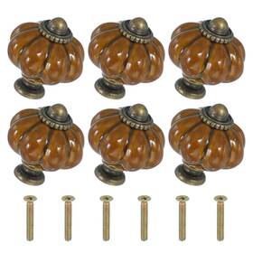 Zaplyte 678202260500 6 Pack Ceramic Knobs Pumpkin Cabinet Drawer Light Brown