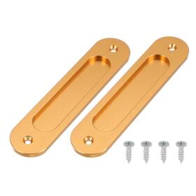 Zaplyte 678202814468 2pcs Finger Flush Pulls 7 Inch Oval Sliding Door Pull Gold Tone