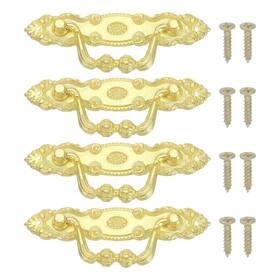 Zaplyte 679209585764 Vintage Decorative Handles 4 Pcs With Screws Gold Tone