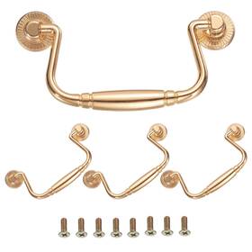 Zaplyte 683867157393 4pcs Bail Pull Handle 4 Inch Drawer Swing Pulls Champagne Gold