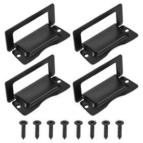 Zaplyte 683867174949 4pcs Recessed Pull Door Handle Invisible Flush Handles With Screw Black