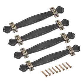Zaplyte 745065672150 4pcs Drawer Pulls 7.6 Inch Leather Dresser Handles Door Knobs Cupboard Pull Black