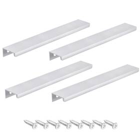 Zaplyte 747709843315 Edge Pull Handle 250mm/9.8 Inch Aluminum Alloy Cabinet Silver Tone 4 Pcs