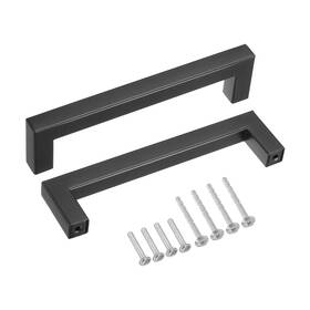 Zaplyte 767153486852 10 Pack Square Bar Drawer Handles 5 Inch Hole Center Kitchen Cabinets Pull Black