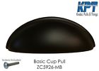 Zc5926-mb Hwd Cup Handle Pull Kitchen Bathroom Cabinet Hardware In Matte