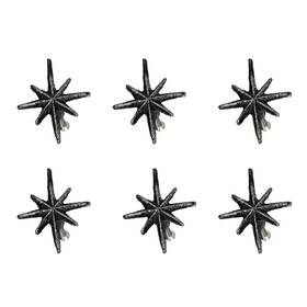 Zeckos 810045993003 Set 6 Antique Silver Cast Iron Mid-century Modern Starburst Drawer Pulls Cabinet