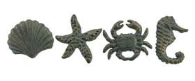 D-11172 Zeckos Coastal Sea Life 4 Piece Cast Iron Drawer Pull Or Cabinet Knob Set