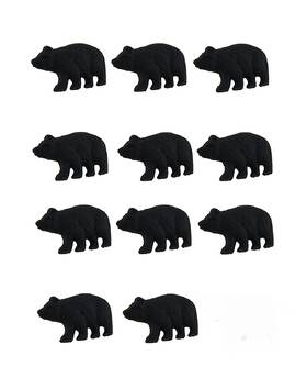 D-52404 Zeckos 11 Piece Matte Black Forest Bear Cast Iron Drawer Cabinet Knob Set