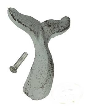 D-dw70181 Zeckos Scratch And Dent White Cast Iron Whale Tail Drawer Or Cabinet Door Pulls Set Of 11