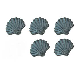 D-dw72189 Zeckos Scratch And Dent Set Of 5 Blue Cast Iron Scallop Sea Shell Drawer Pulls