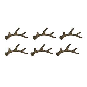 Dw71355 Zeckos Antique Bronze Cast Iron Rustic Deer Antler Drawer Pull Cabinet Handle Set Of 6