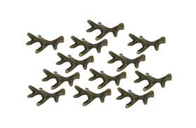 Dw71357 Zeckos Set Of 12 Bronze Finish Cast Iron Small Deer Antler Cabinet Handle Drawer Pul