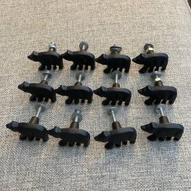 Dw71363 Zeckos 12 Piece Matte Black Forest Bear Cast Iron Drawer Pull Cabinet Knob Set