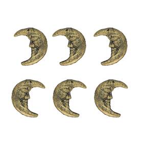 Dw72114 Zeckos Set Of 6 Gold Cast Iron Crescent Moon Face Drawer Pulls Decorative Cabinet Knobs