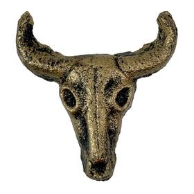 Dw72120gd Zeckos Set Of 6 Gold Cast Iron Steer Skull Drawer Pulls - Western Decor Cabinet Knobs