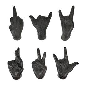Dw74126bn Zeckos Set Of 6 Black Cast Iron Hand Cabinet 2.25 X 1.75 1 Inch