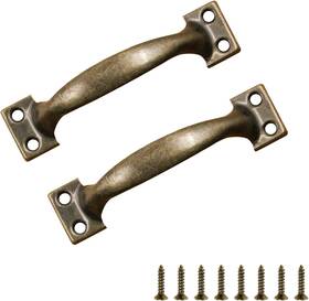 Zernmiarder Send202211080008cdhp 4 Inch / 100mm Cabinet Door Handles Bronze Curved Gate Pulls Vintage Drawer Pu