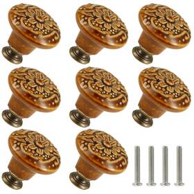Send240103024fck Zernmiarder Brown Ceramic Knobs 20 Pack Flower Drawer Pulls Vintage Cabinet - Antiq