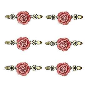 Zilucky 754111502310 Set Of 6 Rose Ceramic Flower Cabinet Knobs With Bronze Backplate Love Theme R
