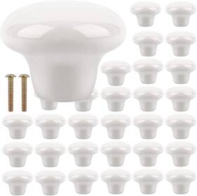 Zoenhou 787823388101 30 Pcs White Ceramic Cabinet Knobs Vintage Round Door With Orig