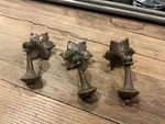 (3) Antique Brass Pendant Teardrop Drawer Pulls W/backplates. Fixed Price $50.00.