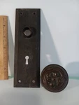 1900'S Antique Door Plate Craftsman / Mission Style Original Brass Finish Knob. Fixed Price $89.00.