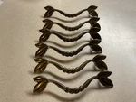 Vintage Keeler Brass Co. Set Of 6 Cabinet Drawer Pulls Twisted Vine Leaf. Fixed Price $45.00.