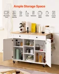 Kitchen Island Cart, With Solid Wood Top Storage Cabinet, Mobile Rolling Ta. Fixed Price $342.64.