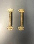 Antique Pair Brass Pull Door Drawer Cabinet Workshop Kitchen Restoration Project. Fixed Price $9.99.