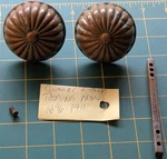 Antique Bronze Brass Reading "colonial" Door Knob Set Steel Spindle 1896-1911. Fixed Price $52.00.