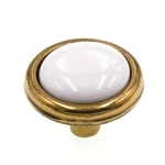 Belwith Tranquility 1/4" Brass Cabinet Knob White Porcelain Center P225-W. Fixed Price $6.43.