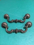 (2) Vintage Kbc Drop Bail N5073 Medieval Heavy Brass 6" Coc Pull Handle Dresser. Fixed Price $49.95.