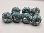 Shabby Chic Turquoise Ceramic Dresser Knobs Handpainted Flower Hardware Lot 7. Fixed Price $15.00.