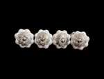 Darice Cabinet Knobs 1.5 White Silver Shabby Chic Lot Of 4 Hardware Ceramic. Fixed Price $9.99.